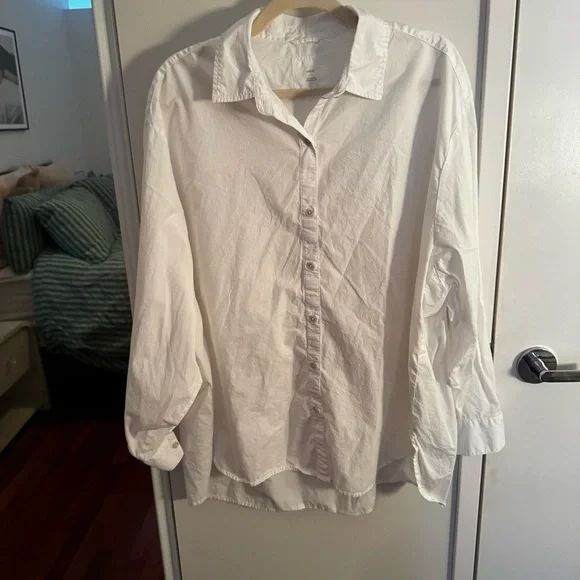 AERIE Good Day Button Down Shirt - White - Picture 2 of 5